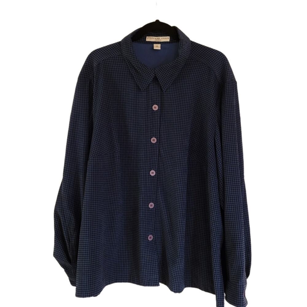 Josephine Chaus Woman Velour Navy Blue & Black Houndstooth Check size 3X - Picture 1 of 11